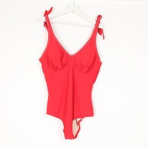 Eloquii Red One-Piece Swimsuit with Tie Straps